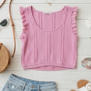 Zara sleeveless ruffle top blouse cable knit